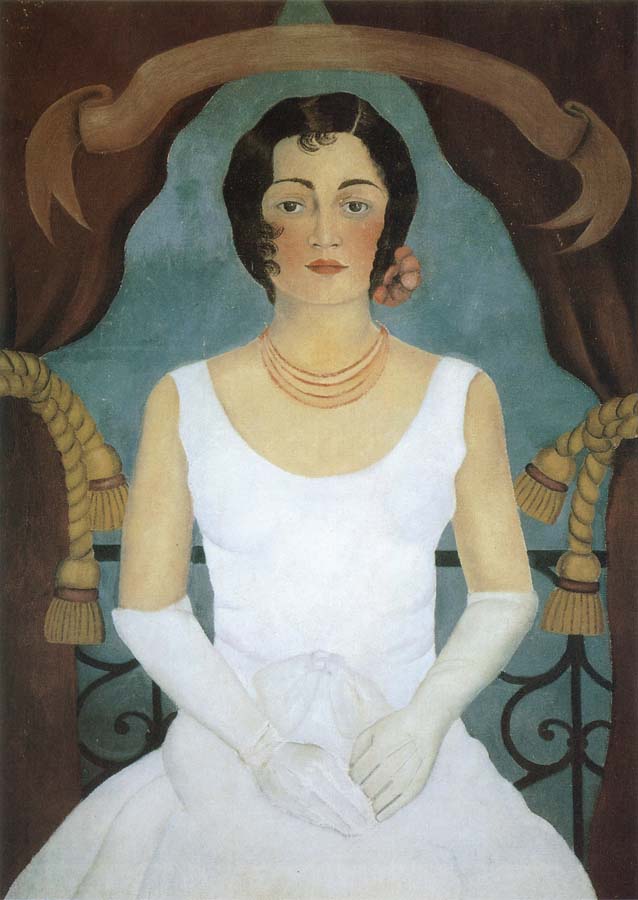 The lady dressed  in white